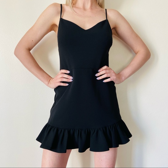 New 1.STATE Black Ruffle Hem Mini Slip dress $99 - Picture 7 of 9